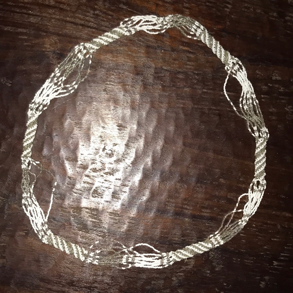 Long thin beaded necklace